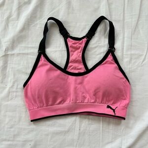 pink and black sports bra